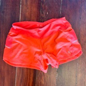Athleta Ready Set Go Bright Orange/ Coral Fully Lined Running Shorts Small